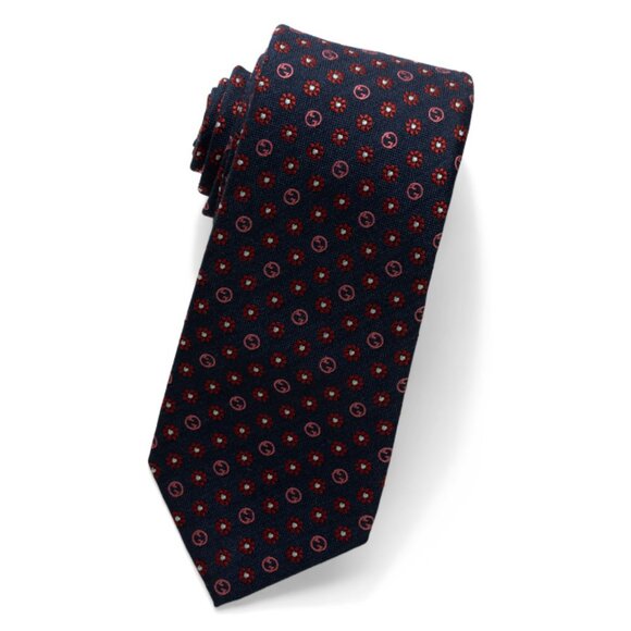 GUCCI Navy/pink Men's Made In Italy Designer Silk Tie - Picture 1 of 1